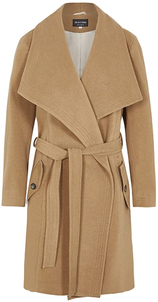 De La Creme -Women`s Winter Wool Cashmere Wrap Coat with Large Collar