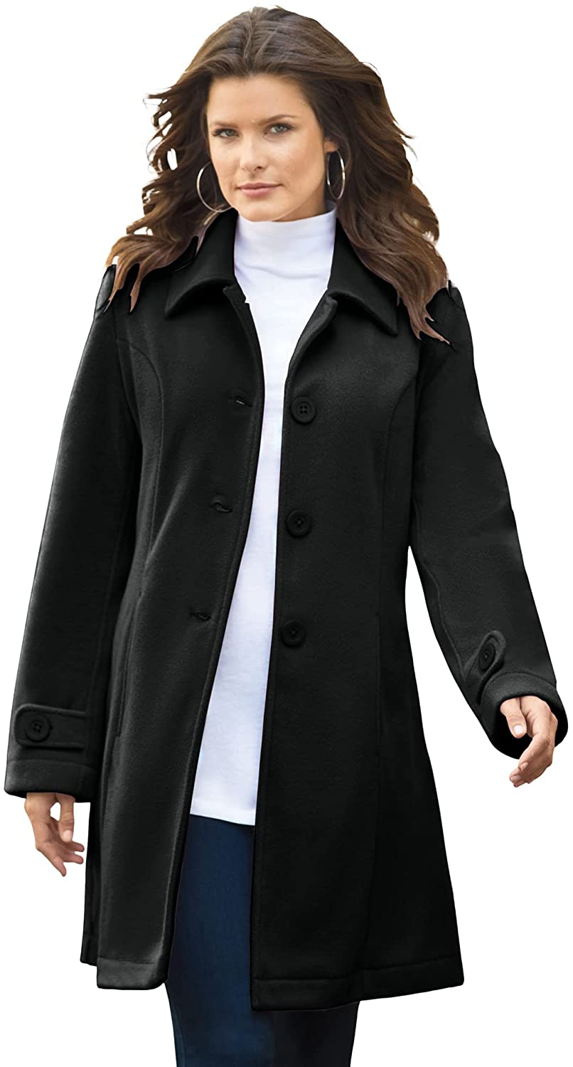 Roaman's Women's Plus Size Plush Fleece Jacket Soft Coat