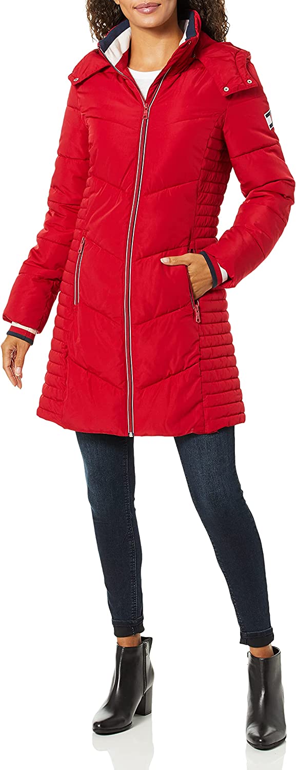 Tommy Hilfiger Women's Quilted Hooded Long Puffer Jacket